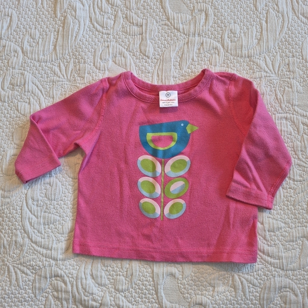 Hanna Andersson girls 70 or 6-12 months pink long sleeve print design GUC